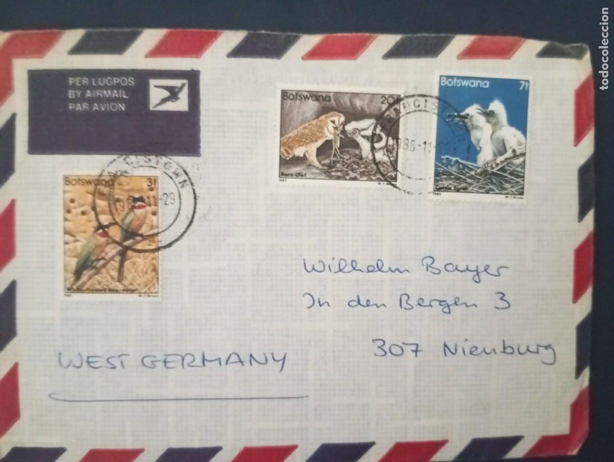 Sellos: BOSTWANA, CERTIFICADO A&Eacute;REO DESTINADO A ALEMANIA