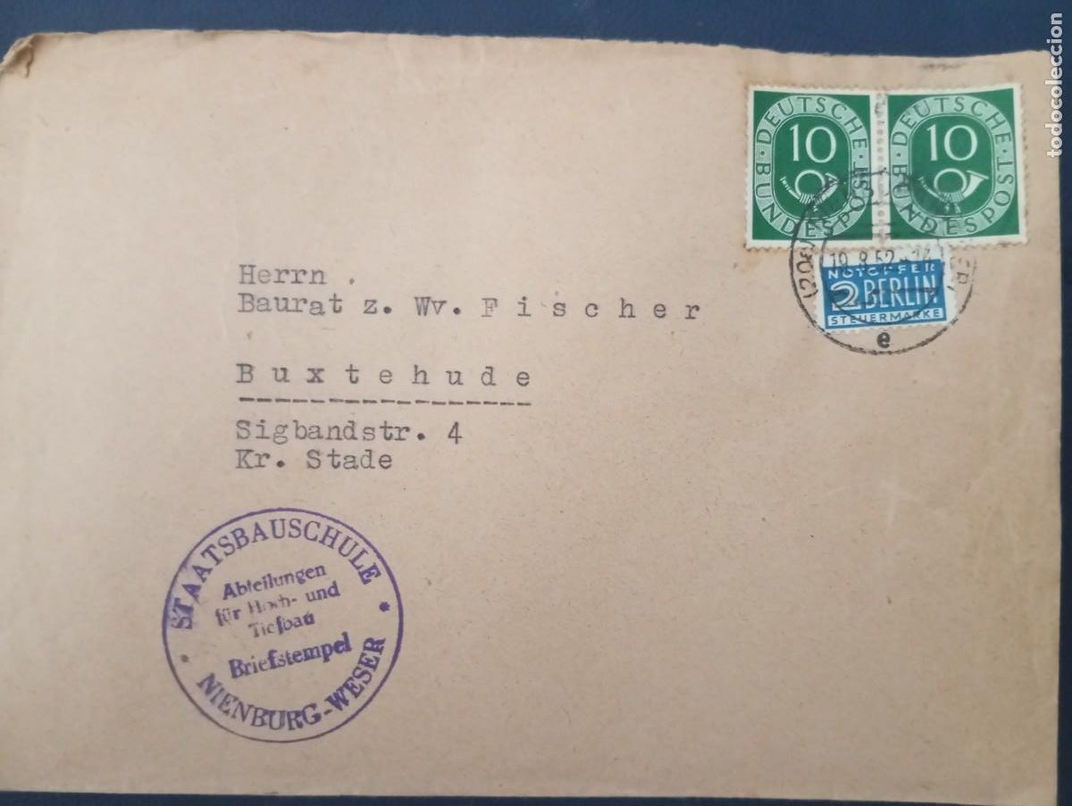 Sellos: CARTA CIRCULADA EN ALEMANIA, PUENTE A&Eacute;REO, 1952, . VER DESCRIPCI&Oacute;N