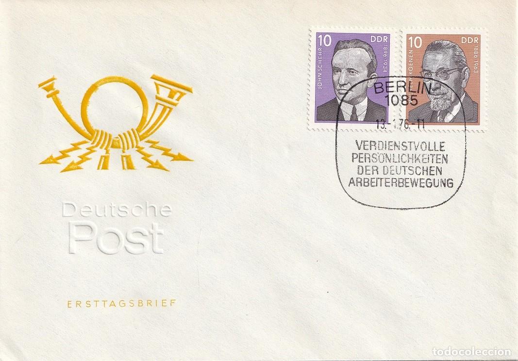 Timbres: Sobre Alemania RDA DDR 1976 Berl&iacute;n - Personalidades Movimiento Obrero Alem&aacute;n - John Schehr - Wilhel