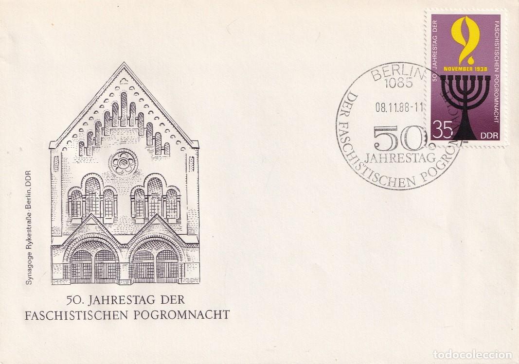 Briefmarken: Sobre Alemania RDA DDR 1988 Berl&iacute;n - Noche Cristales Rotos - 50 Aniversario de la Noche de los Pogr