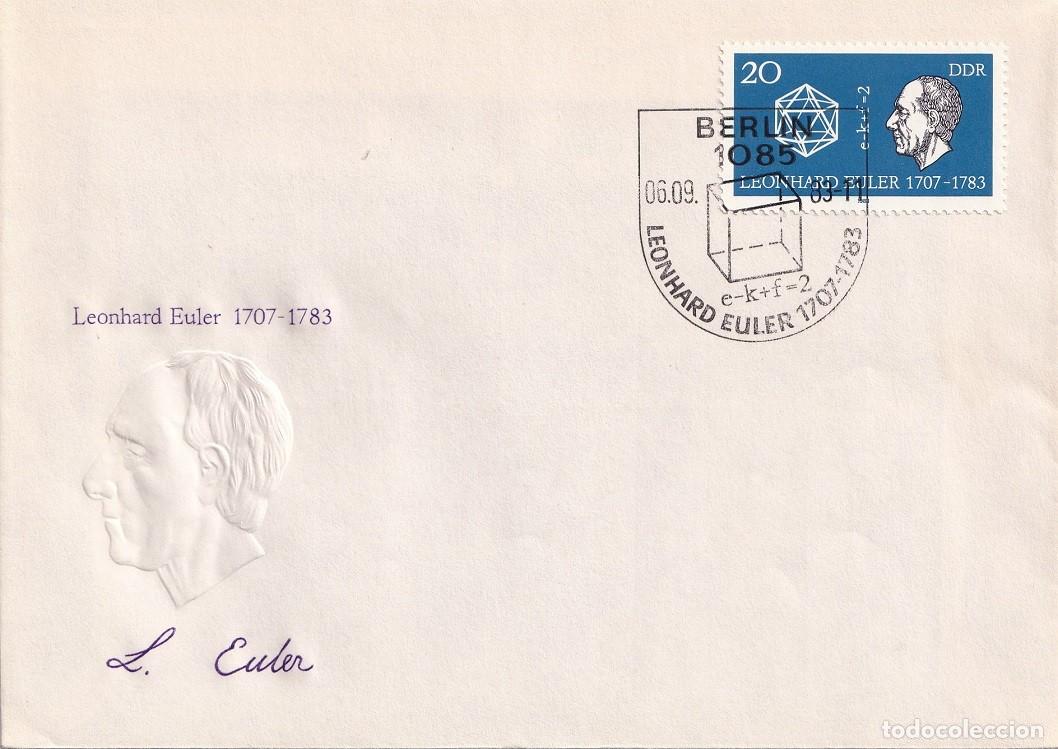Timbres: Sobre Alemania RDA DDR 1983 Berl&iacute;n - 200 Aniversario del fallecimiento de Leonhard Euler 1707-1783