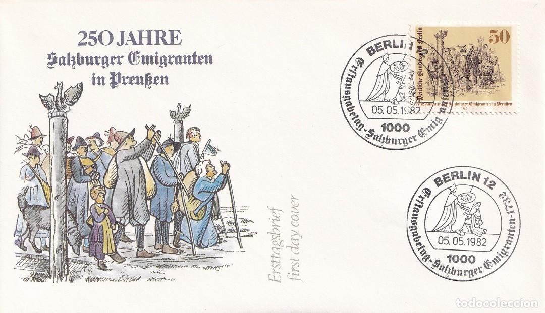 Timbres: Sobre Alemania RFA 1982 Berl&iacute;n - 250 Aniversario llegada de los inmigrantes de Salzburgo a Prusia