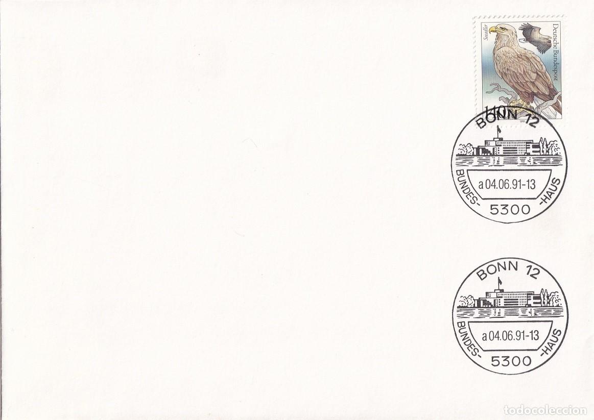 Timbres: Sobre Alemania 1991 - P&aacute;jaros marinos - Aves - Pigargo europeo &Aacute;guila de cola blanca - Matasellos es