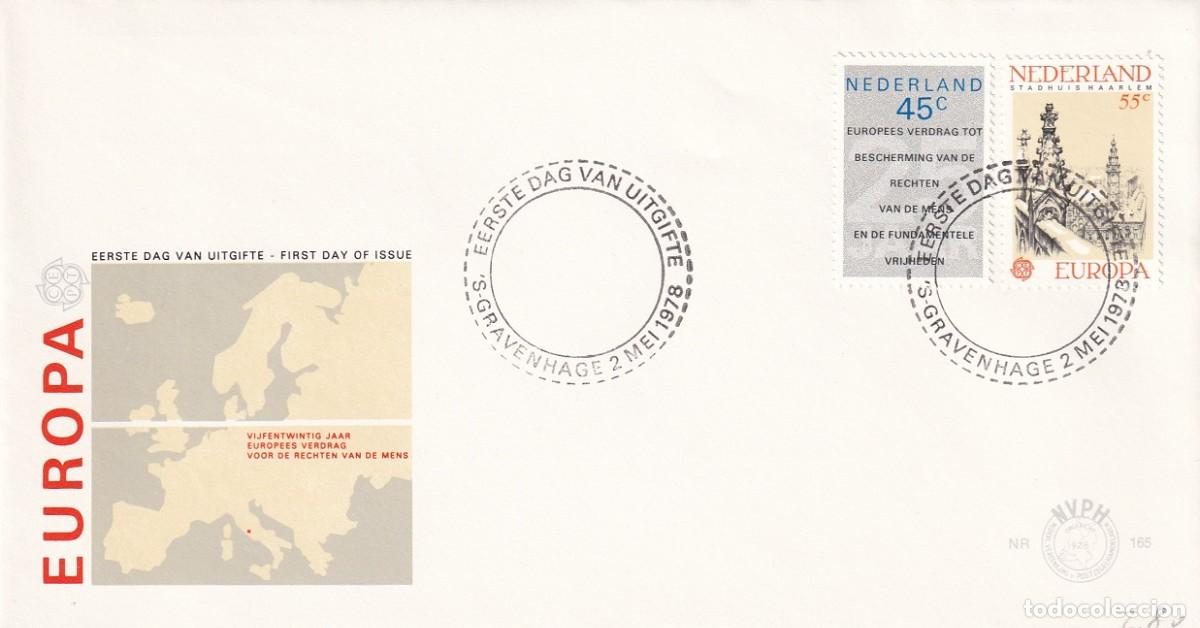 Timbres: FDC Pa&iacute;ses Bajos 1978 - Europa Monumentos - Ayuntamiento de Haarlem - 25 Aniv Convenci&oacute;n Europea de