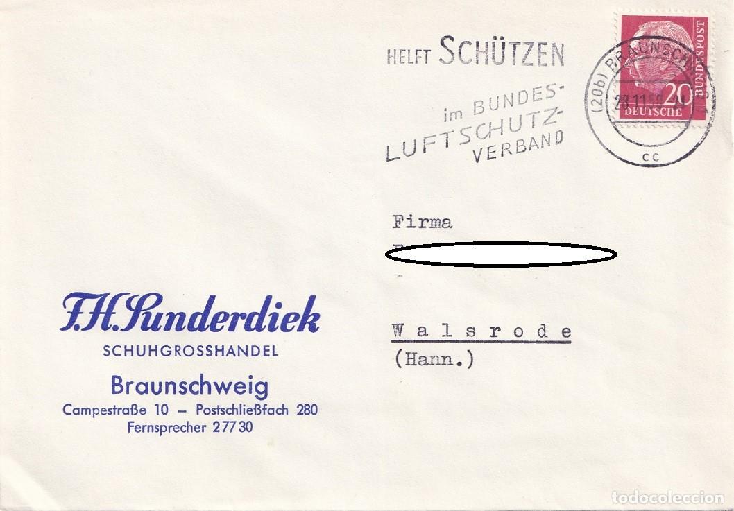Timbres: Sobre Alemania 1958 - Ayuda a proteger Asociaci&oacute;n Federal Defensa Civil / Protecci&oacute;n A&eacute;rea - Calzado