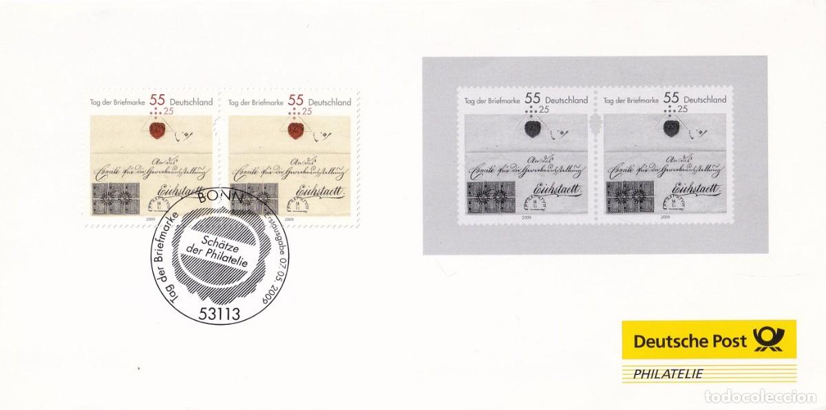Briefmarken: D&iacute;ptico agradecimiento Alemania 2009 - D&iacute;a del sello - Carta con primer sello de Baviera de 1849