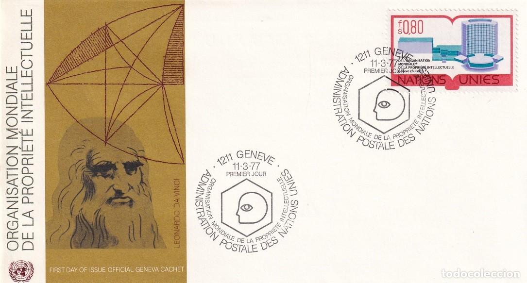 Francobolli: FDC Naciones Unidas Ginebra 1977 - Sede de la organizaci&oacute;n de la propiedad intelectual - Organisat..
