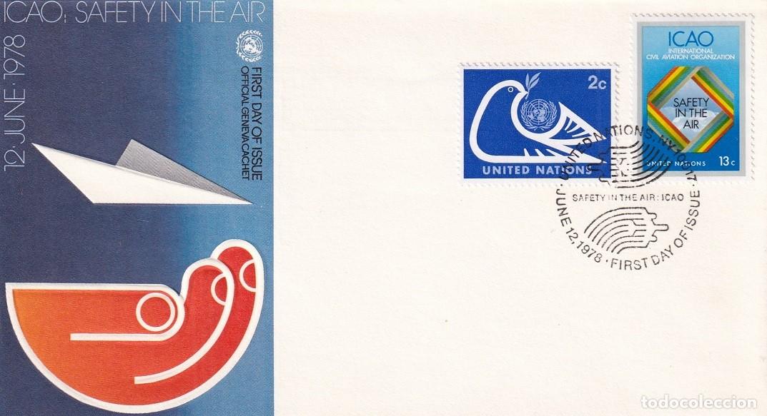 Francobolli: FDC Naciones Unidas Nueva York 1978 - ICAO - Seguridad en el aire - Organizaci&oacute;n A&eacute;rea Civil Interna