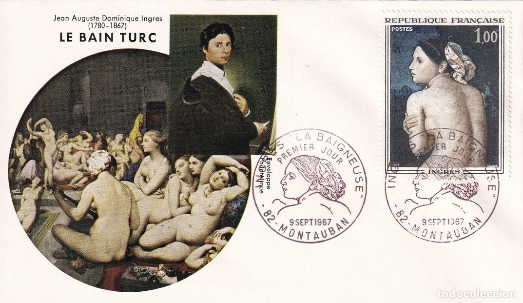 Selos: FDC Francia 1967 / Le bain turc - Jean Auguste Dominique Ingres (1780-1867) / Primer d&iacute;a