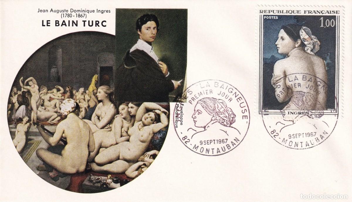 Selos: FDC Francia 1967 / Le bain turc - Jean Auguste Dominique Ingres (1780-1867) / Primer d&iacute;a