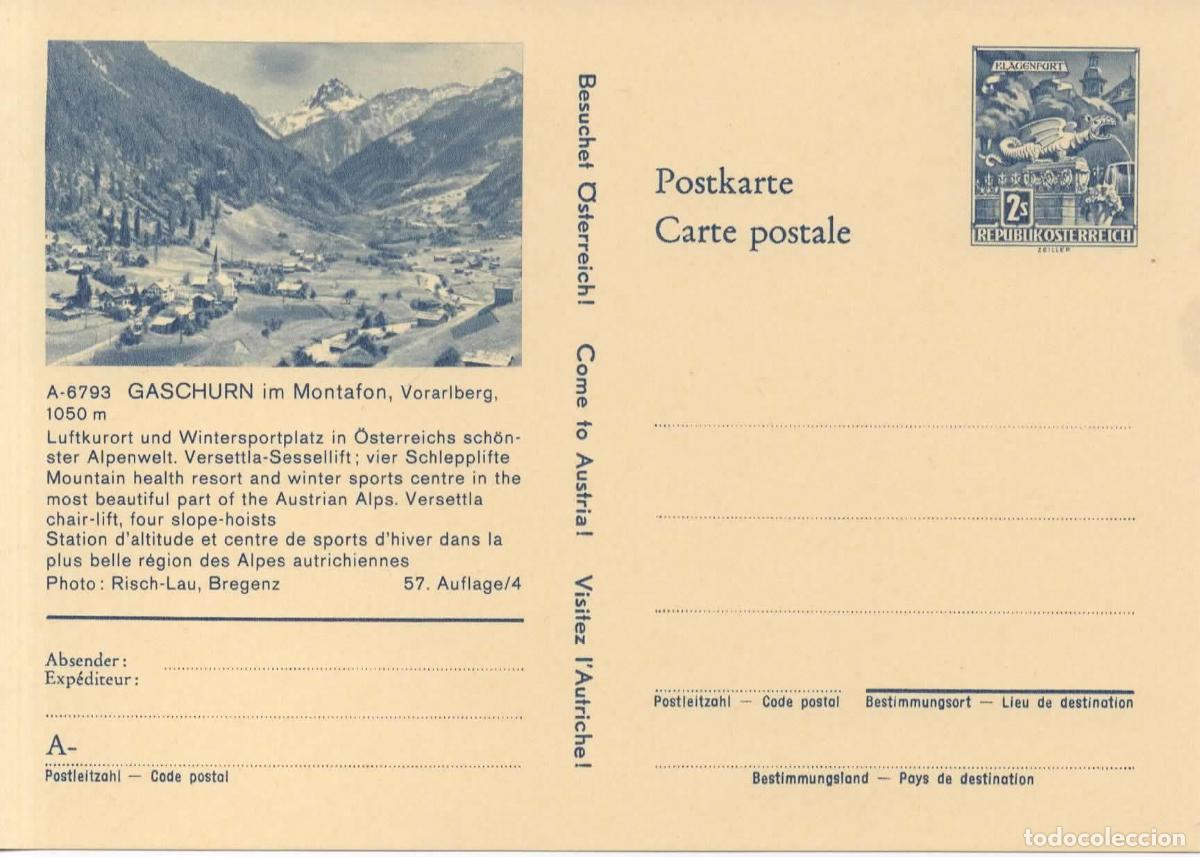 Sellos: AUSTRIA ENTERO POSTAL GASCHURN ALPES WINTER SPORT