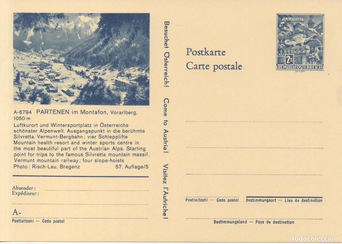 Sellos: AUSTRIA ENTERO POSTAL PARTENEN ALPES MOUNTAIN RAILWAY