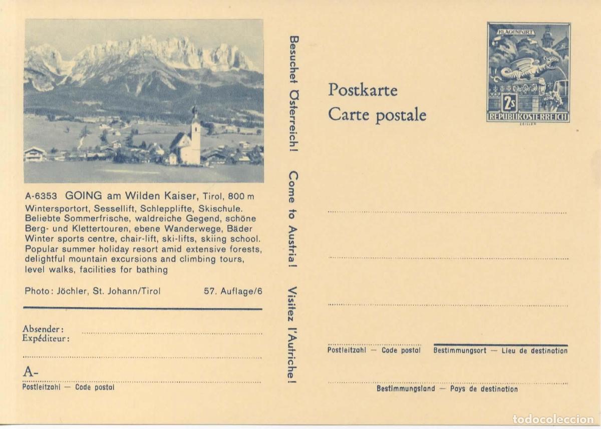 Sellos: AUSTRIA ENTERO POSTAL GOING AM WILDEN KAISER TIROL SKI GOLF