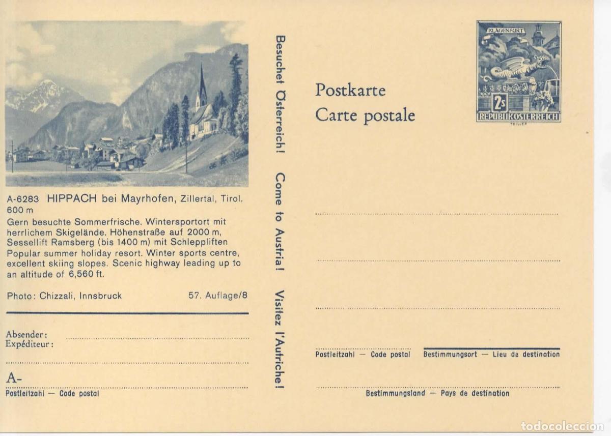 Sellos: AUSTRIA ENTERO POSTAL HIPPACH TIROL SKI