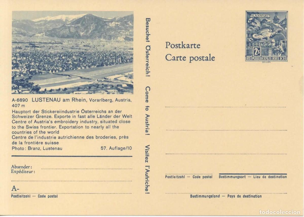 Sellos: AUSTRIA ENTERO POSTAL LUSTENAU AM RHEIN EMBROIDERY BORDADO
