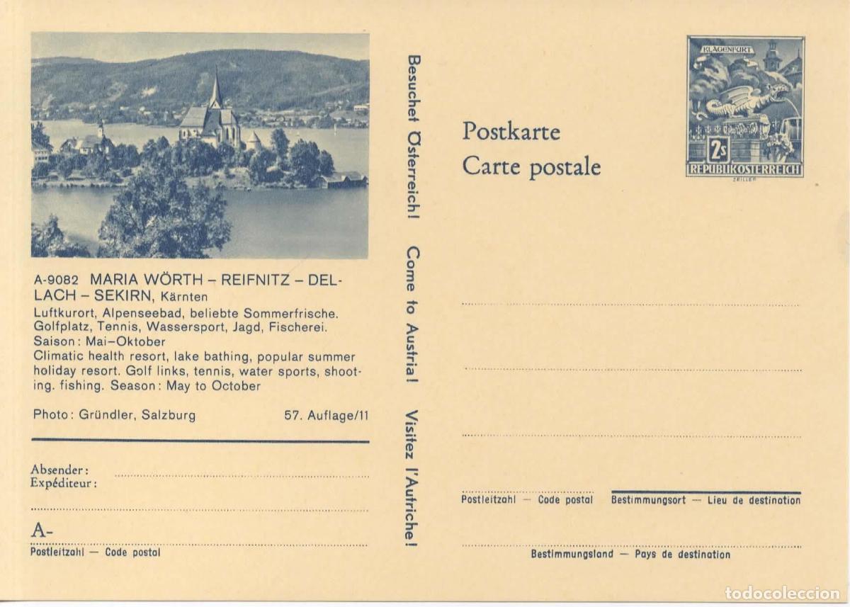 Sellos: AUSTRIA ENTERO POSTAL MARIA WORTH GOLF TENNIS TIRO SHOOTING ARQUITECTURA