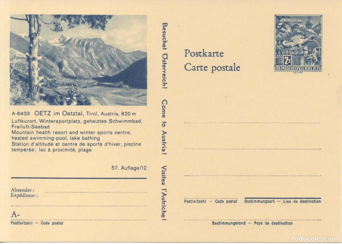 Sellos: AUSTRIA ENTERO POSTAL OETZ IM OETZTAL SKI NATACION