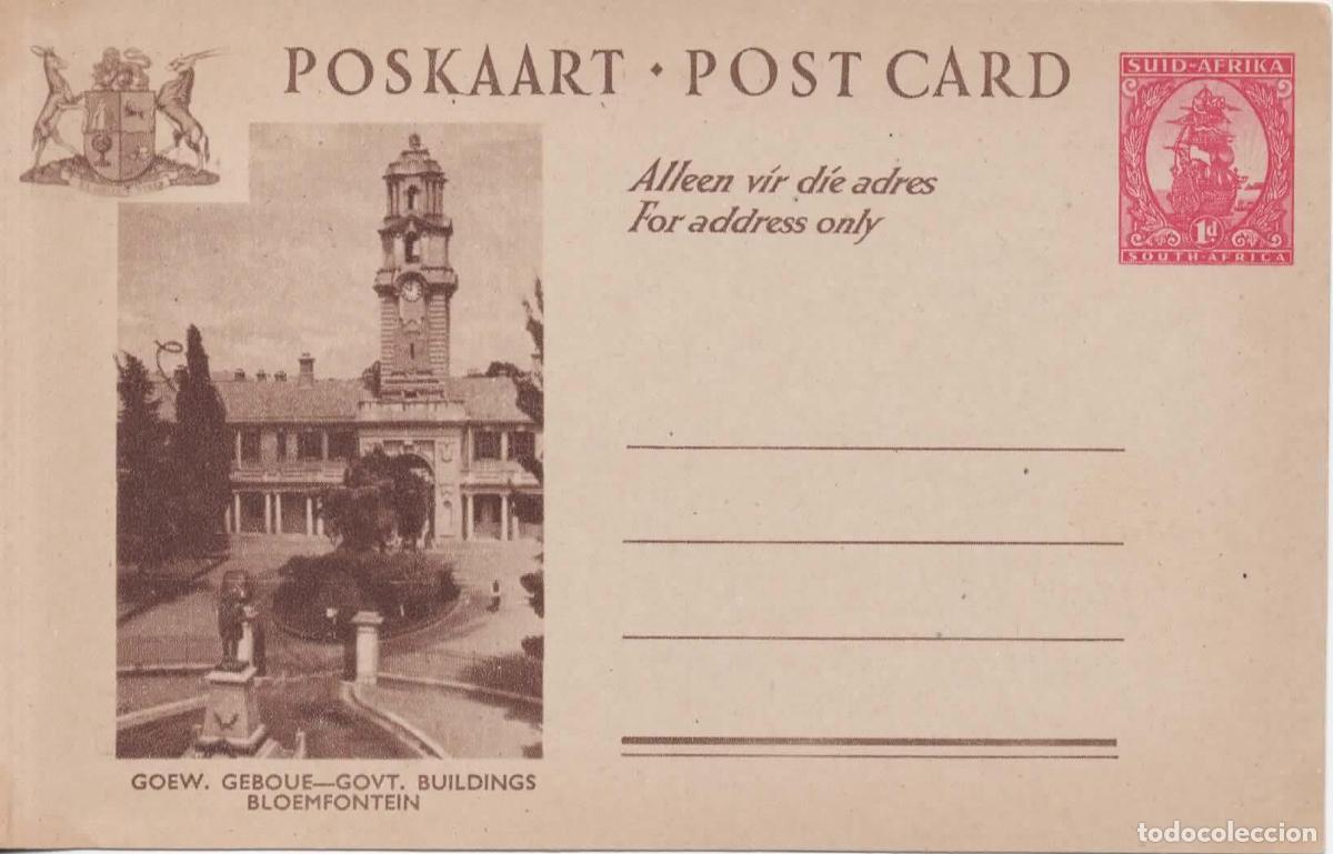 Sellos: SUDAFRICA SOUTH AFRICA ENTERO POSTAL GOVT BUILDINGS BLOEMFONTEIN