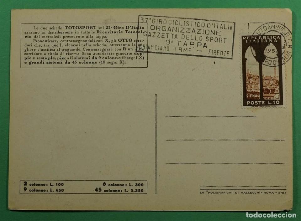 Sellos: ITALIA MAT 37 GIRO DE ITALIA CICLISMO CYCLING BICICLETA 9 ETAPA 1954
