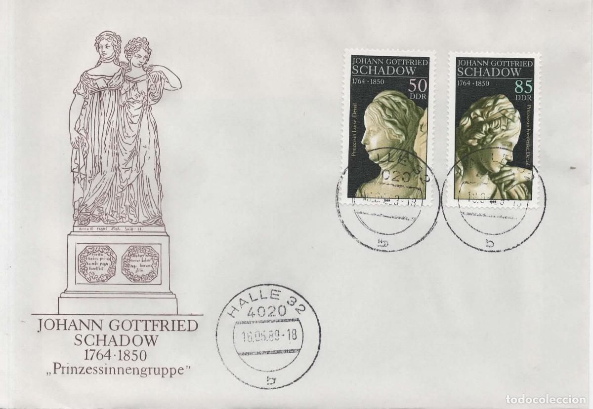 Sellos: ALEMANIA DDR FDC ARTE ESCULTURA SCHADOW