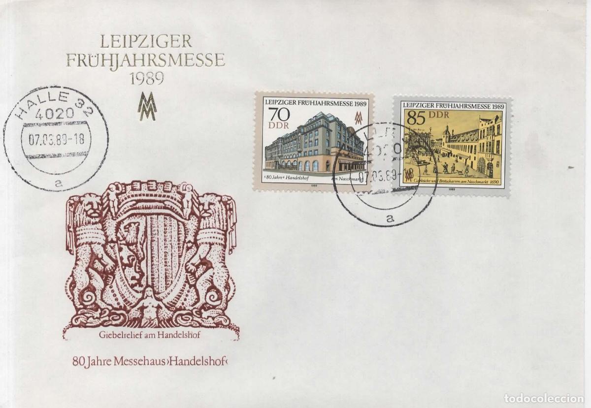 Sellos: ALEMANIA DDR FDC HALLE FERIA DE LEIPZIG 1989