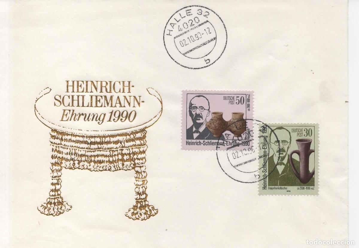 Sellos: ALEMANIA DDR FDC HALLE SCHLEIMANN ARQUEOLOGIA