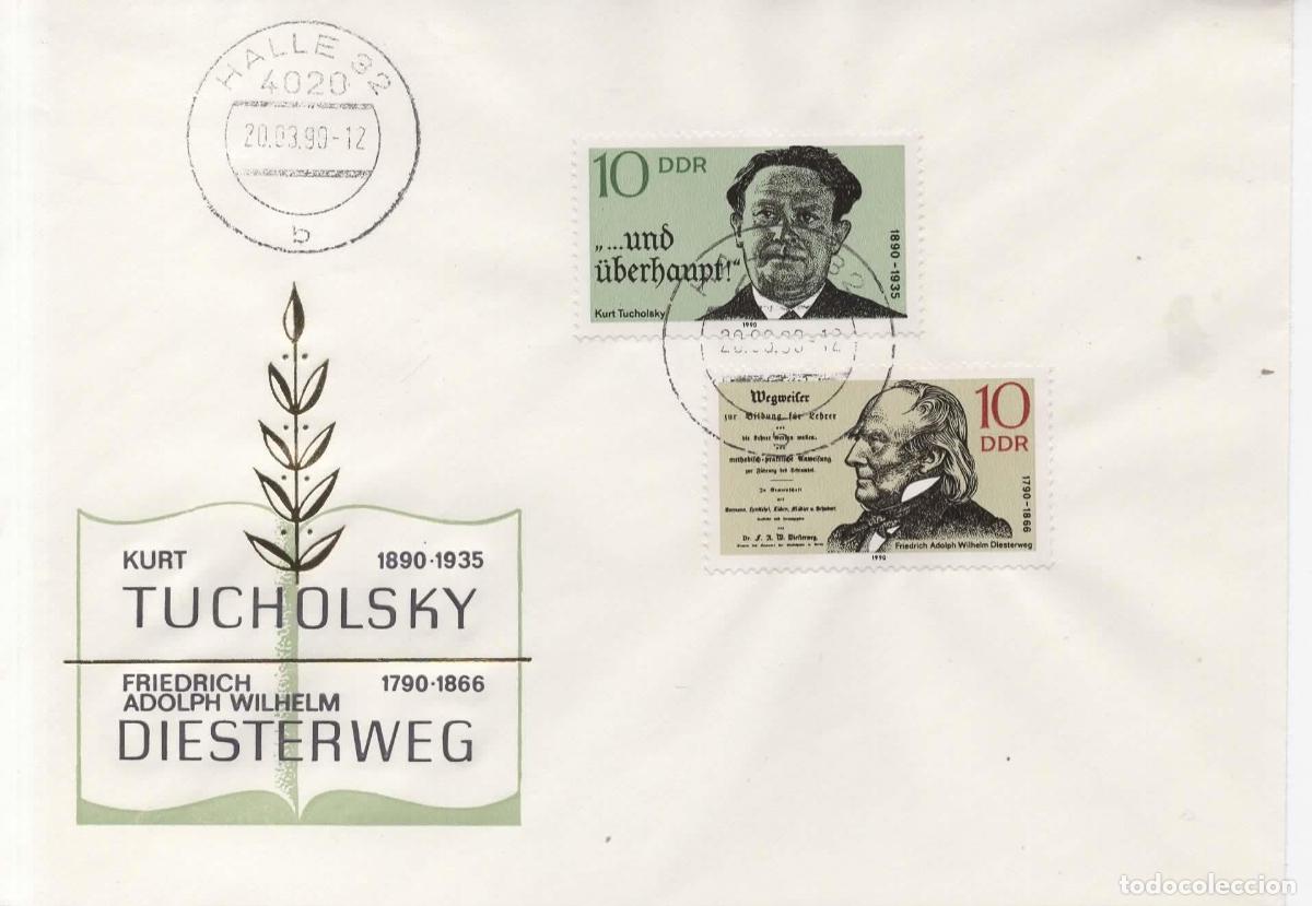 Sellos: ALEMANIA DDR FDC HALLE PERSONAJES DIESTERWEG TUCHOLSKY
