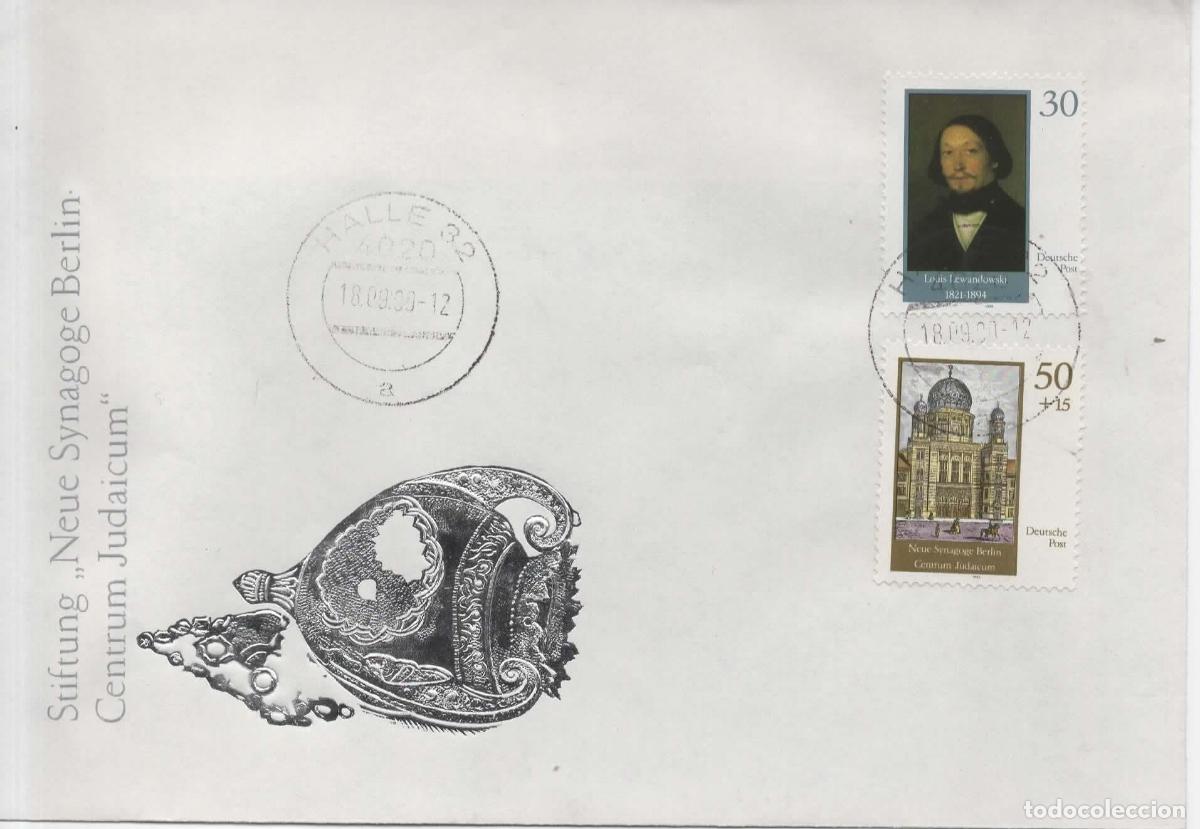 Sellos: ALEMANIA DDR FDC HALLE SINAGOGA DE BERLIN JUDIO JEW