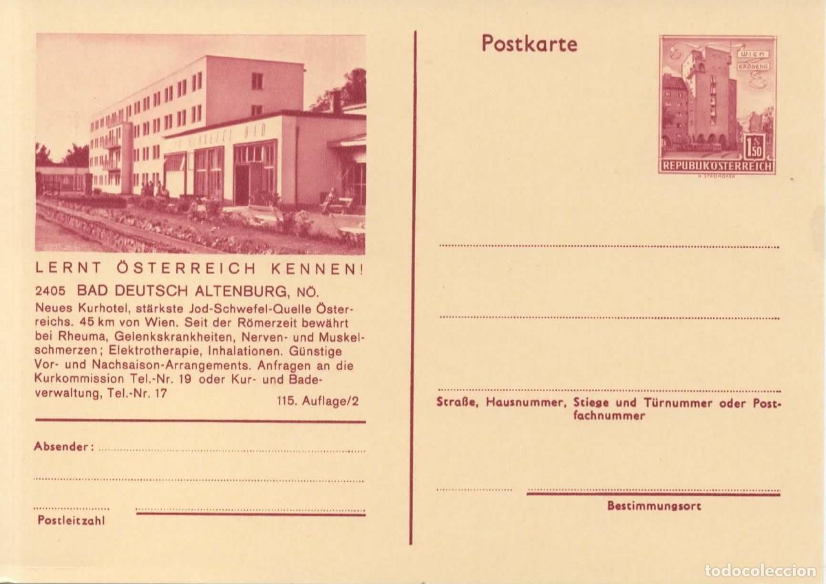 Sellos: AUSTRIA ENTERO POSTAL BAD DEUTSCH ALTENBURG KURHOTEL SPA