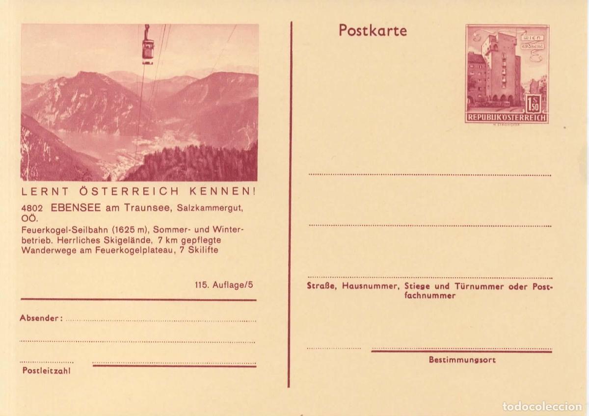 Sellos: AUSTRIA ENTERO POSTAL EBENSEE TELEFERICO CABLE CAR SAUNA