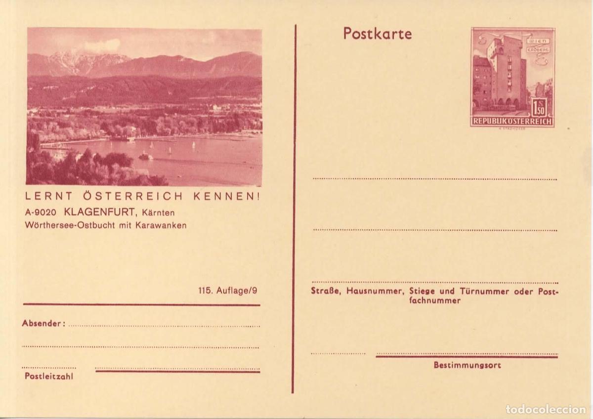 Sellos: AUSTRIA ENTERO POSTAL KLAGENFURT LAGO MONTA&Ntilde;A