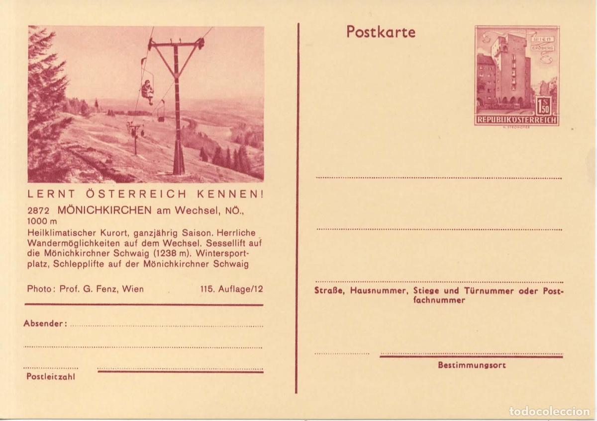 Sellos: AUSTRIA ENTERO POSTAL MONICHKIRCHEN TELESILLA SKI