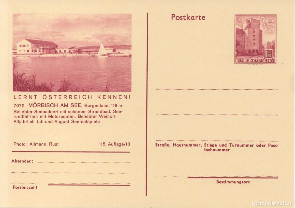 Sellos: AUSTRIA ENTERO POSTAL MORBISCH AM SEE VELA SAIL