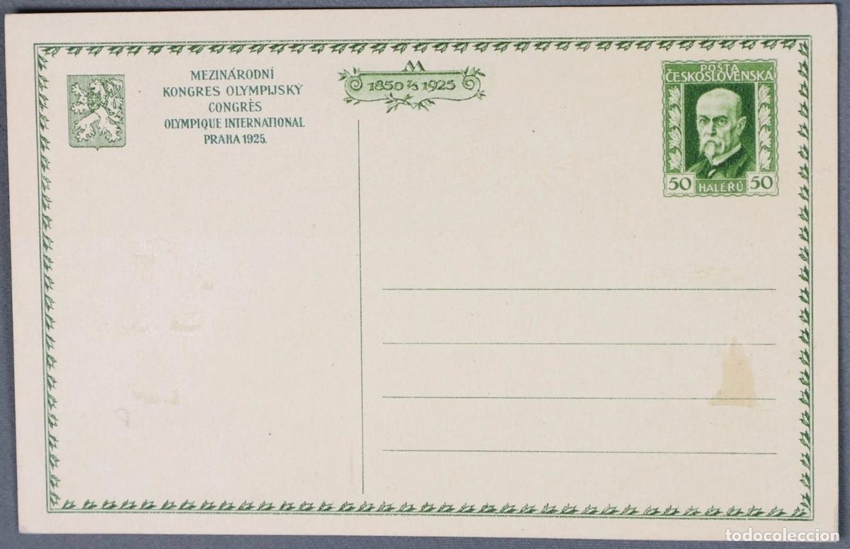Sellos: CHECOSLOVAQUIA ENTERO POSTAL CONGRESO OLIMPICO 1925 JUEGOS OLIMPICOS