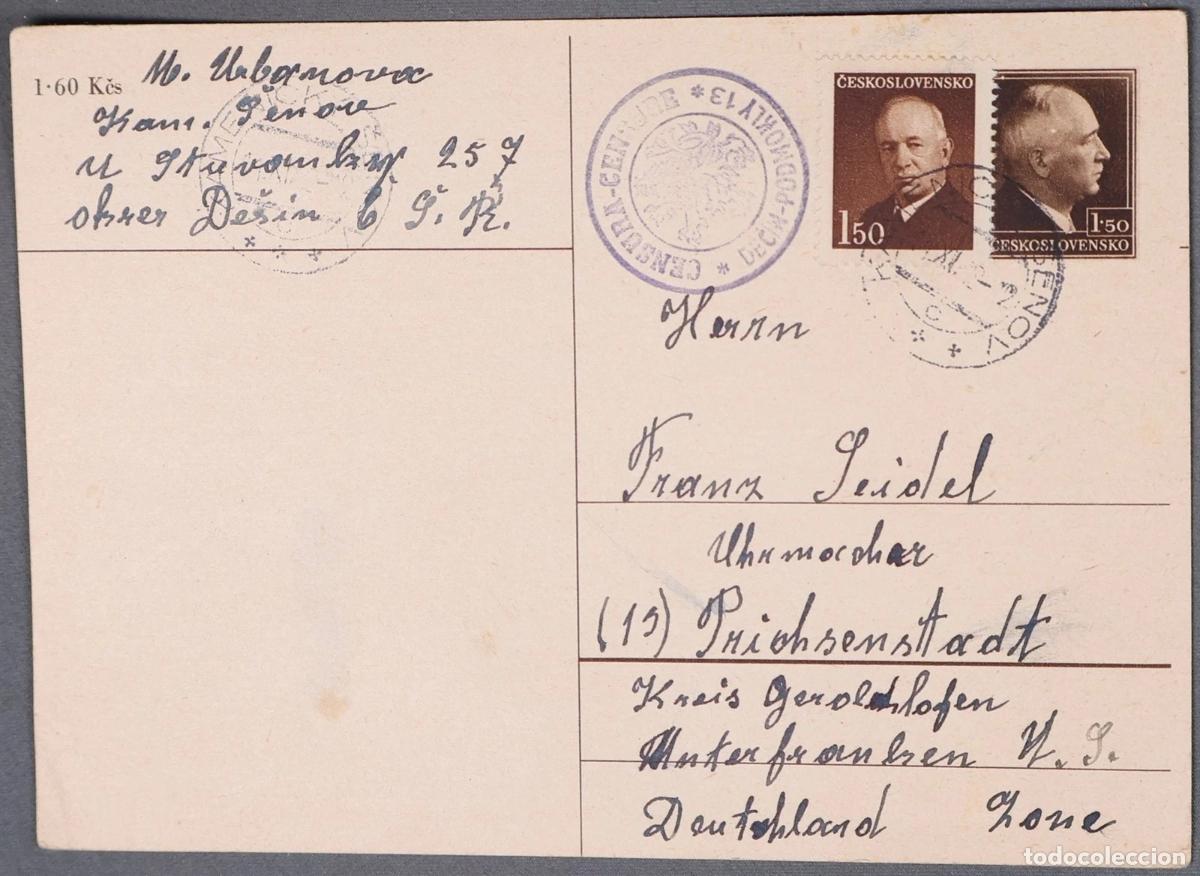 Sellos: CHECOSLOVAQUIA ENTERO POSTAL CON CENSURA