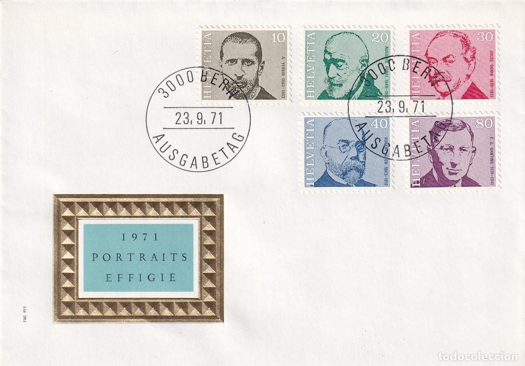Sellos: FDC PTT Suiza 1971 M&eacute;dicos - Alexandre John Emile Yersin - Auguste Forel - Jules Gonin - Robert Koch