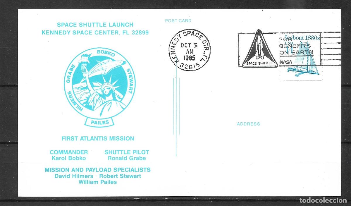 Sellos: estados unidos tarjeta postal 1985 kennedy space ctr., fl - 152/4