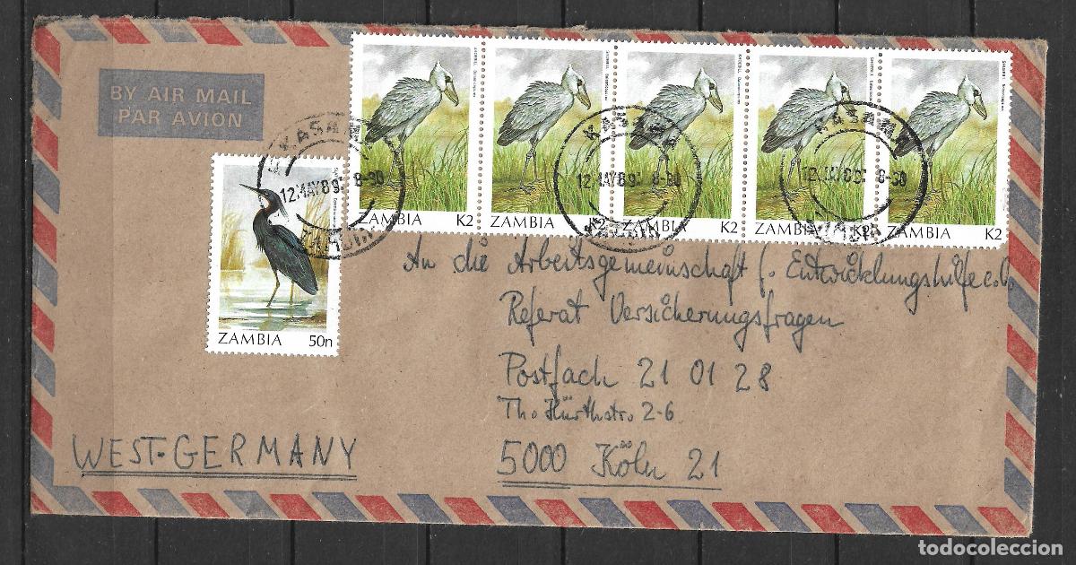 Sellos: zambia carta circulada a alemania - 152/4