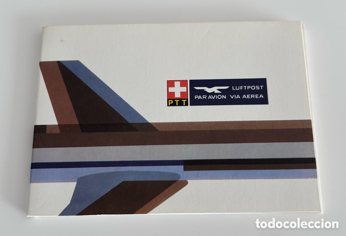 Timbres: CARPETA CONMEMORATIVA DESPLEGABLE. ANIVERSARIO SWISSAIR. 5 DOBRES CON SELLOS