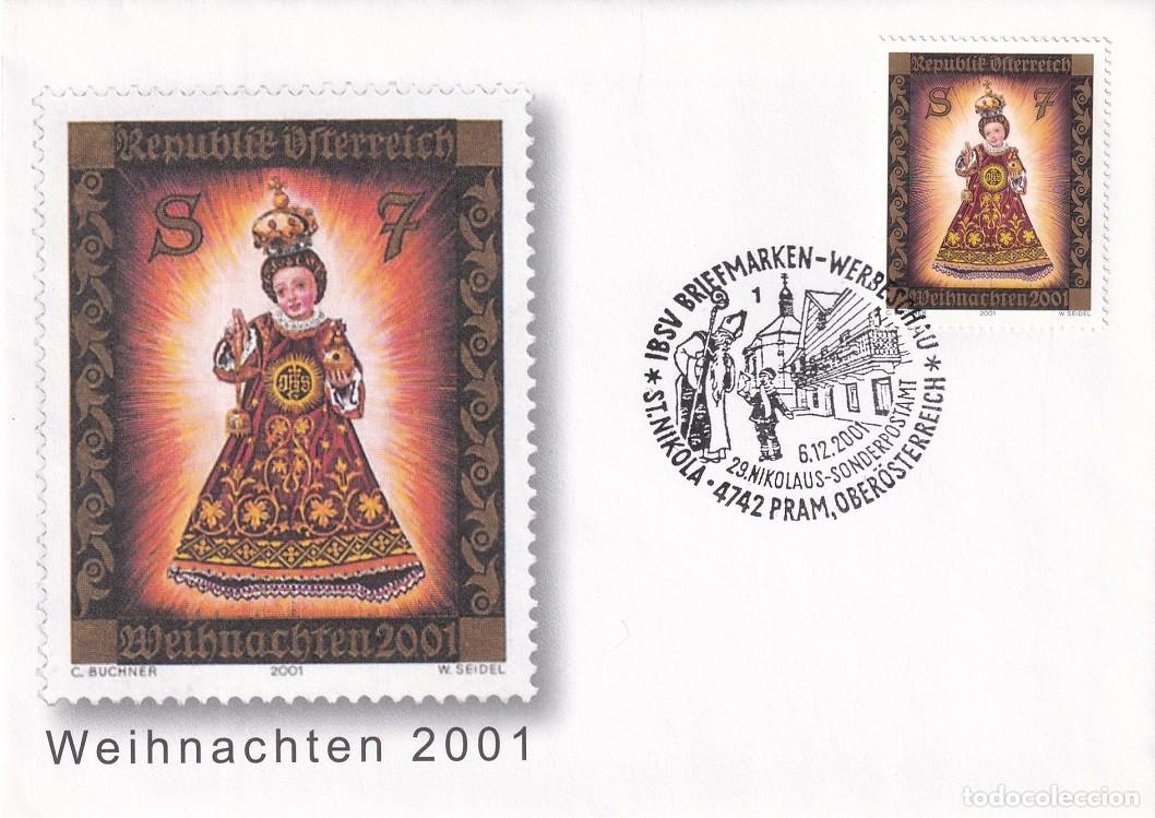 Sellos: Sobre Austria 2001 Navidad - Weihnachten - El ni&ntilde;o Jes&uacute;s de Filzmoos - St. Nikola - Weihnachten 2001