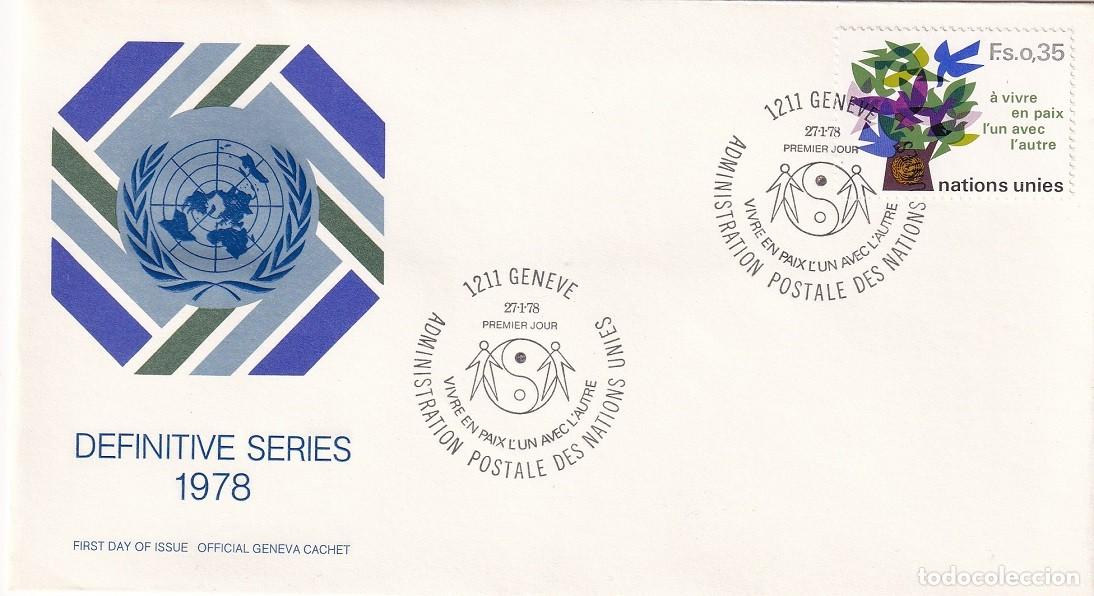 Sellos: FDC Naciones Unidas Ginebra 1978 - Paz / Definitive series 1978 - Vivre en paix l'un avec l'autre