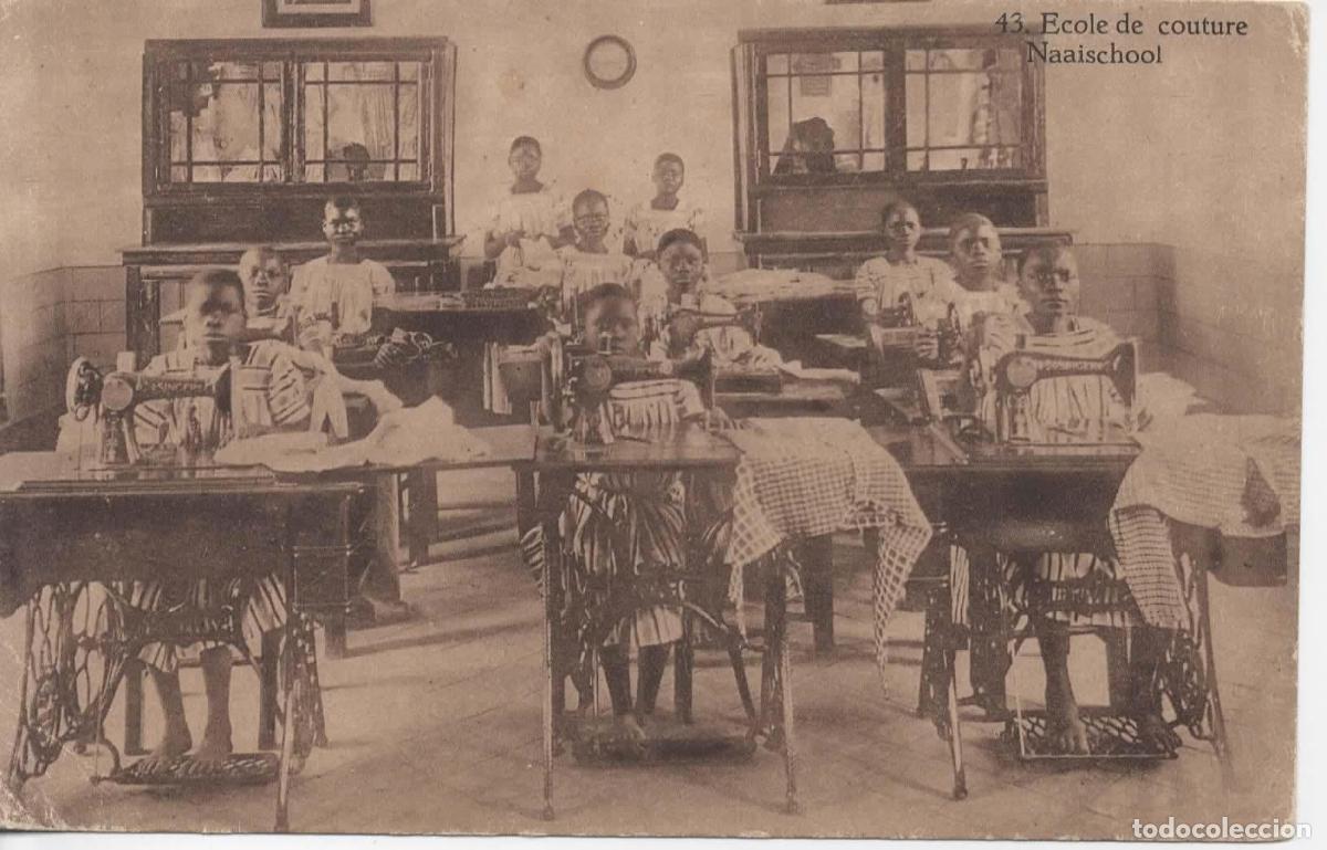 Sellos: CONGO BELGA ENTERO POSTAL ESCUELA TEXTIL MAQUINA DE COSER SEWING MACHINE