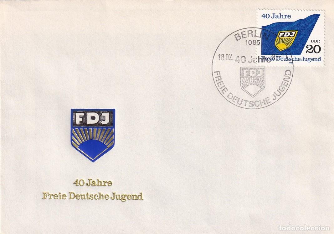 Sellos: Sobre Alemania Berl&iacute;n 1986 RDA DDR - FDJ - 40 Aniversario de la Sociedad de la Juventud - 40 Jahre