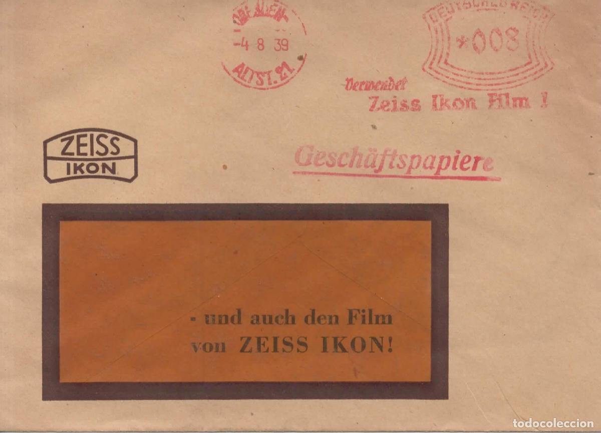 Sellos: ALEMANIA DRESDEN 1939 FRANQUEO MECANICO METER ZEISS IKON OPTICA ASTRONOMIA TELESCOPIO MICROSCOPIO