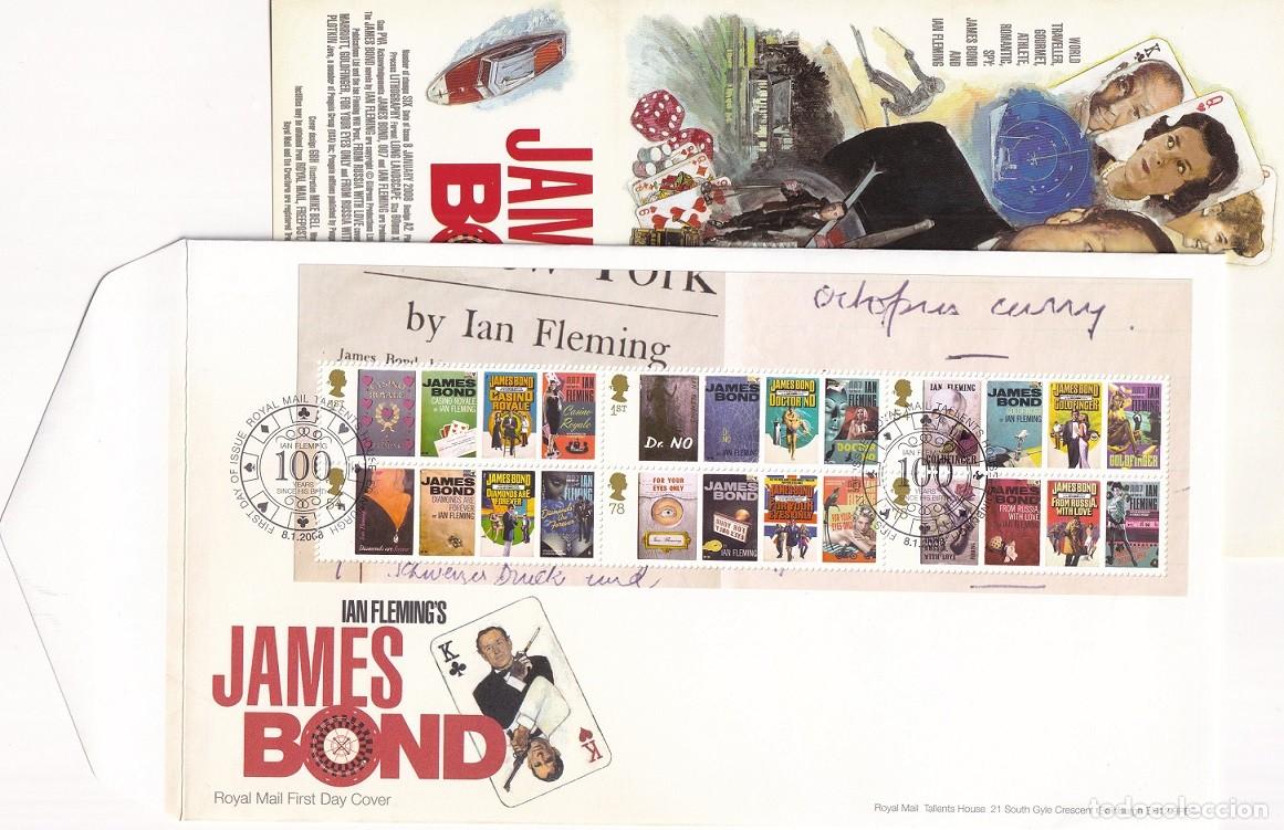 Sellos: Sobre + Tarjeta FDC Gran Breta&ntilde;a 2008 - James Bond &middot; Ian Fleming&middot;s - Carteles de pel&iacute;cula en HB