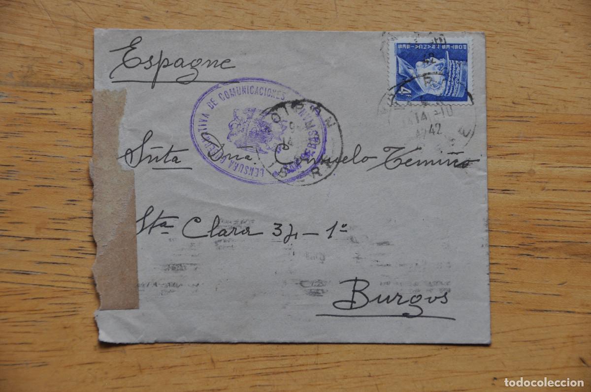 Sellos: SOBRE CENSURADO EN 1942 CON ORIGEN DE FRANCIA