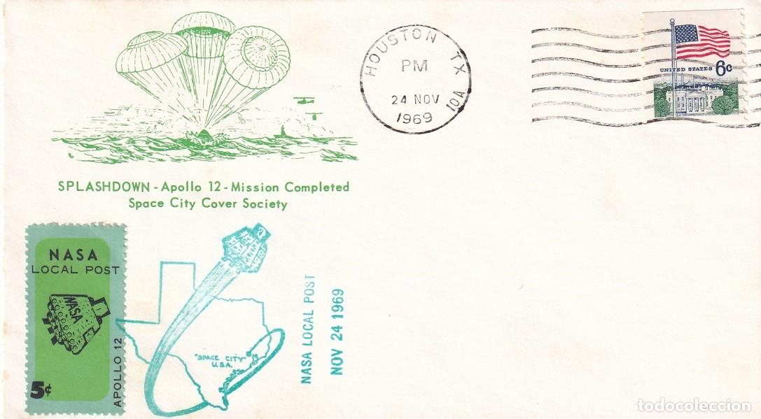 Sellos: Sobre 1969 Houston Space City USA - NASA local Post - Amerizaje Apolo 12 Misi&oacute;n completada Alunizaje