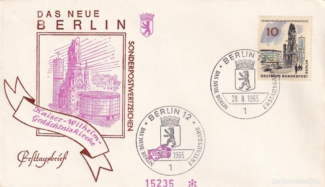 Sellos: FDC Alemania Berl&iacute;n 1965 - Remodelaci&oacute;n Berl&iacute;n El nuevo Berl&iacute;n - Iglesia memorial del Kaiser Wilhelm