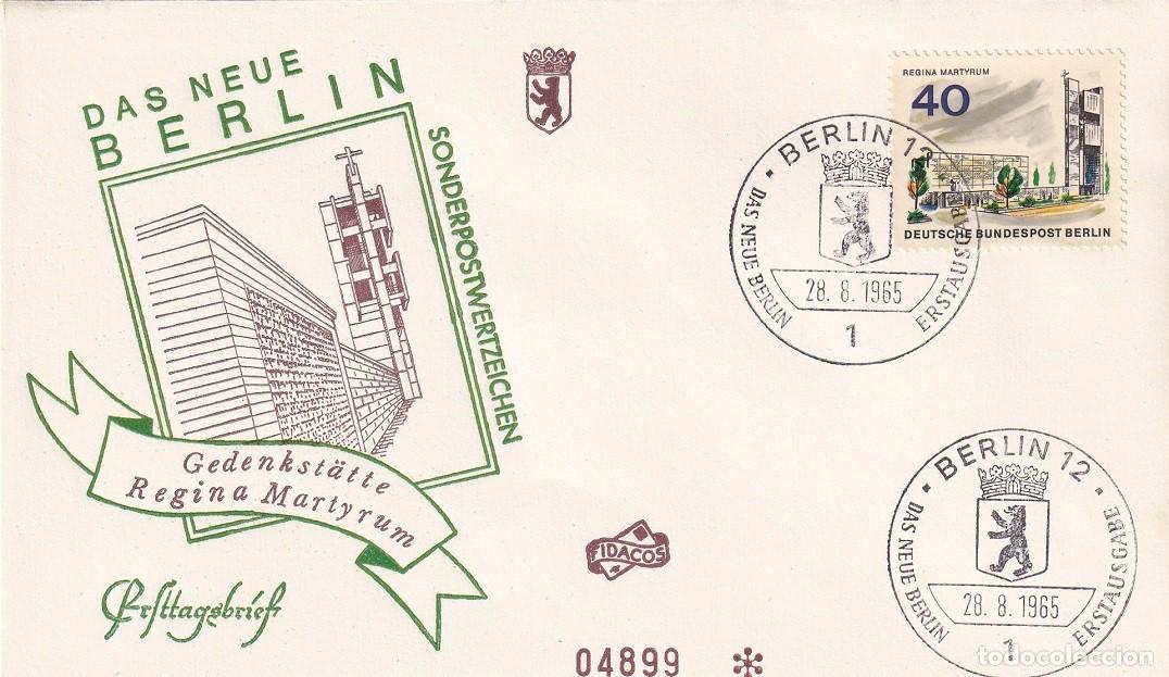 Sellos: FDC Alemania Berl&iacute;n 1965 - Remodelaci&oacute;n Berl&iacute;n el nuevo - Memorial de los m&aacute;rtires / Regina Martyrum
