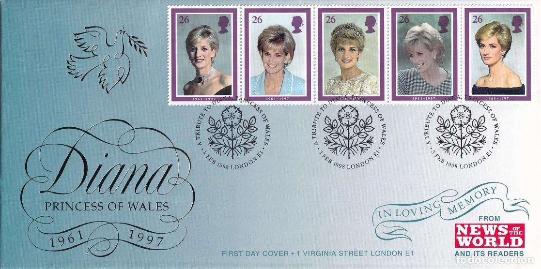 Sellos: FDC Gran Breta&ntilde;a 1997 - 1961-1997 Diana Princess of Wales - In loving memory - News of the world